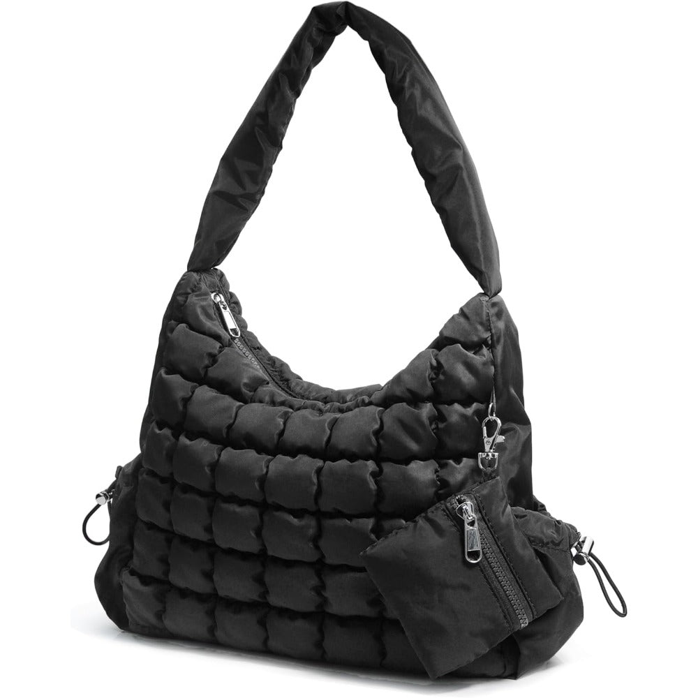 Puffer Quilted Shoulder Bag for Women Hobo Handbag Lightweight Purse - Hoxis Bags