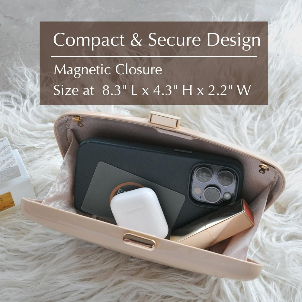 Glossy Patent Leather Evening Clutch Bag - Hoxis Bags