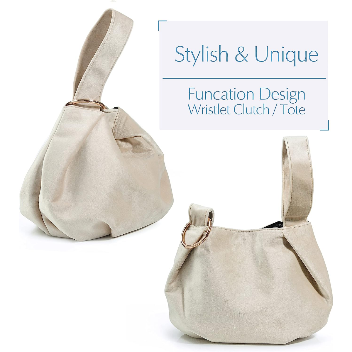 Women Clutch Velvet Top Handle Bag Wristlet Small Tote Purse - Hoxis Bags