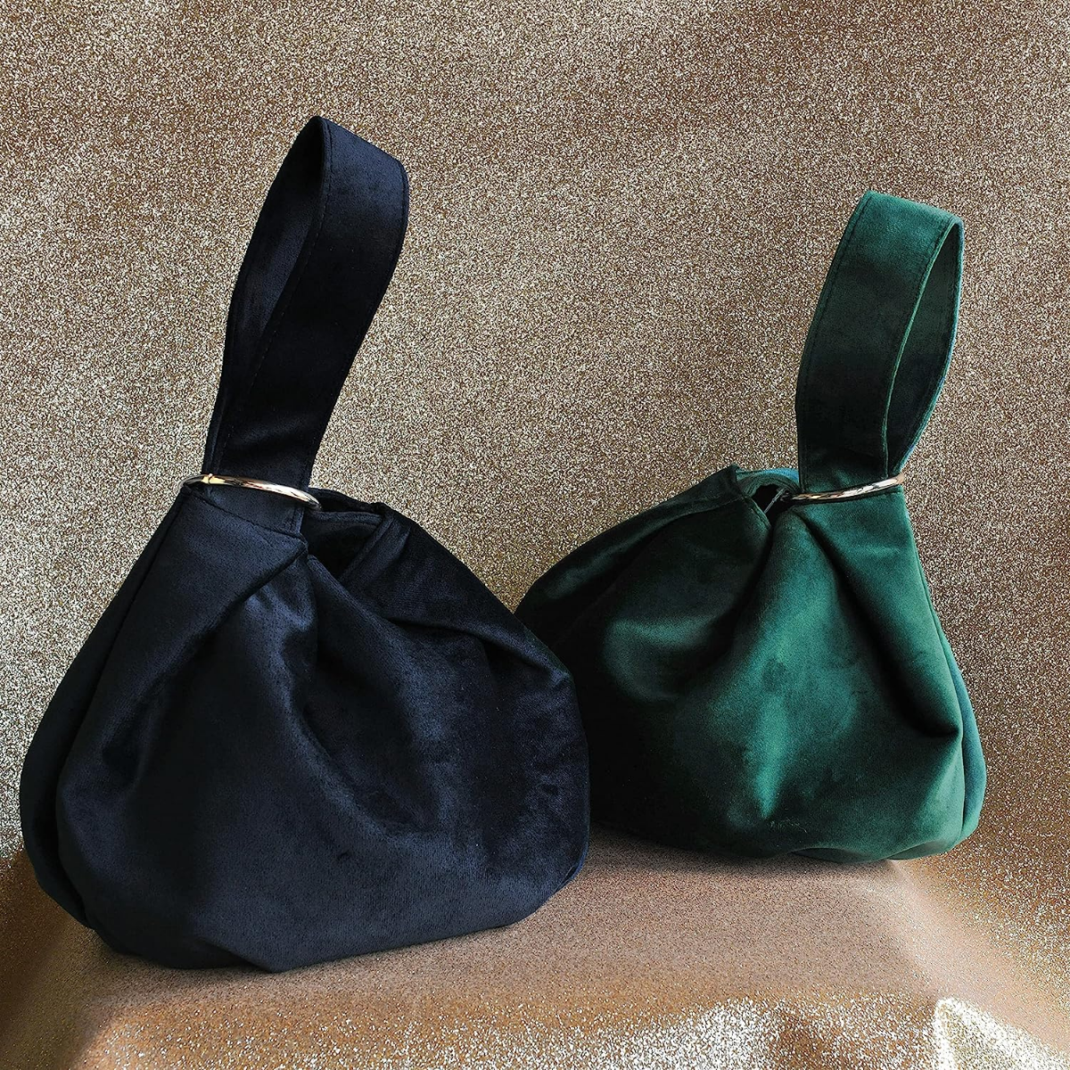 Women Clutch Velvet Top Handle Bag Wristlet Small Tote Purse - Hoxis Bags