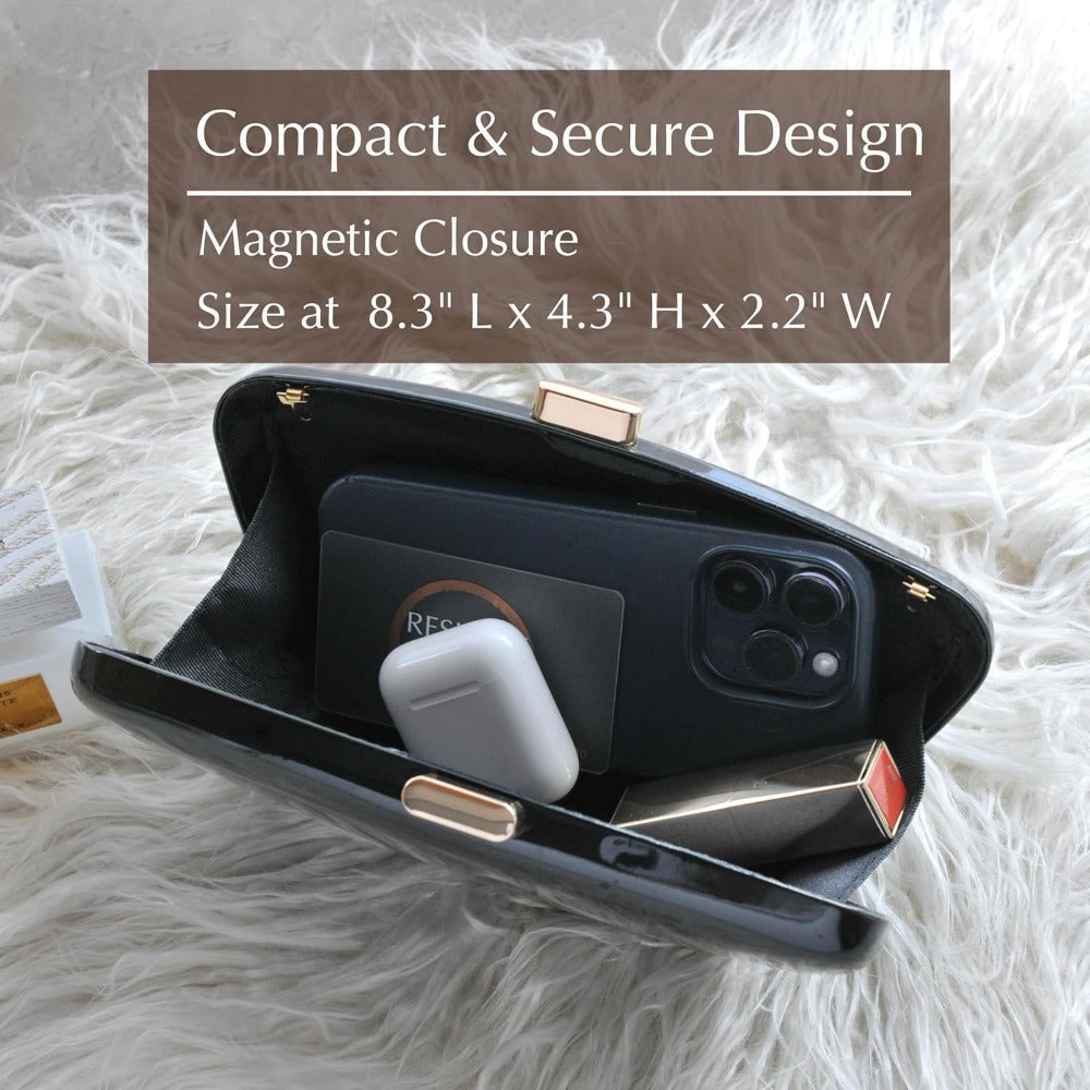 Glossy Patent Leather Evening Clutch Bag - Hoxis Bags