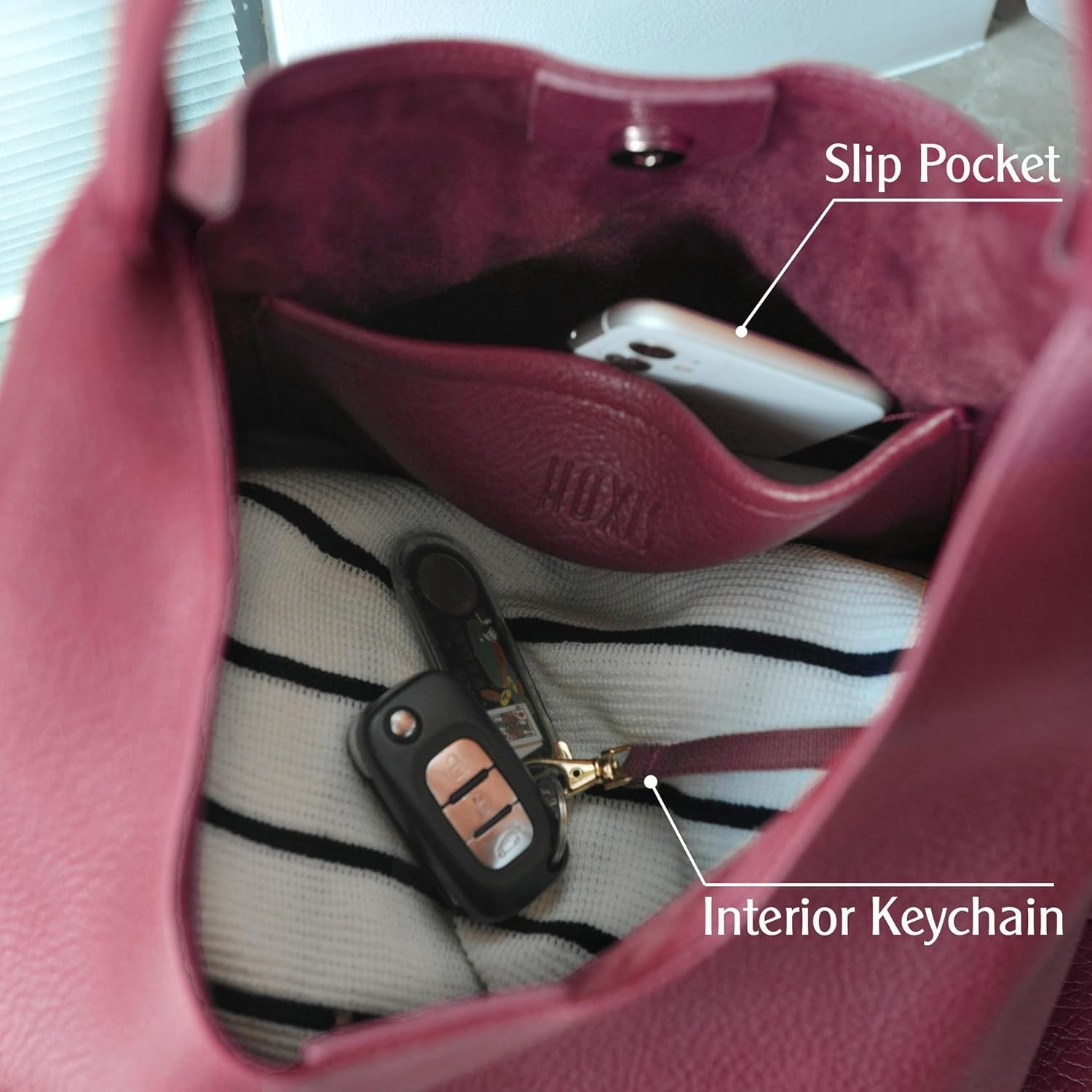Soft Vegan Leather Hobo Bag for Women - Dark Red - Hoxis Bags