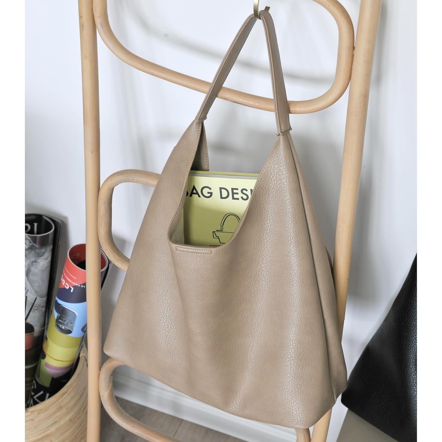 Soft Vegan Leather Hobo Bag for Women - Nude - Hoxis Bags