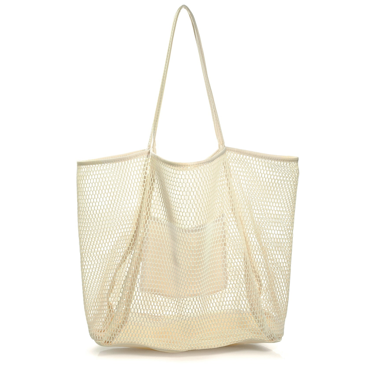 Mesh Beach Tote Beige - Hoxis Bags