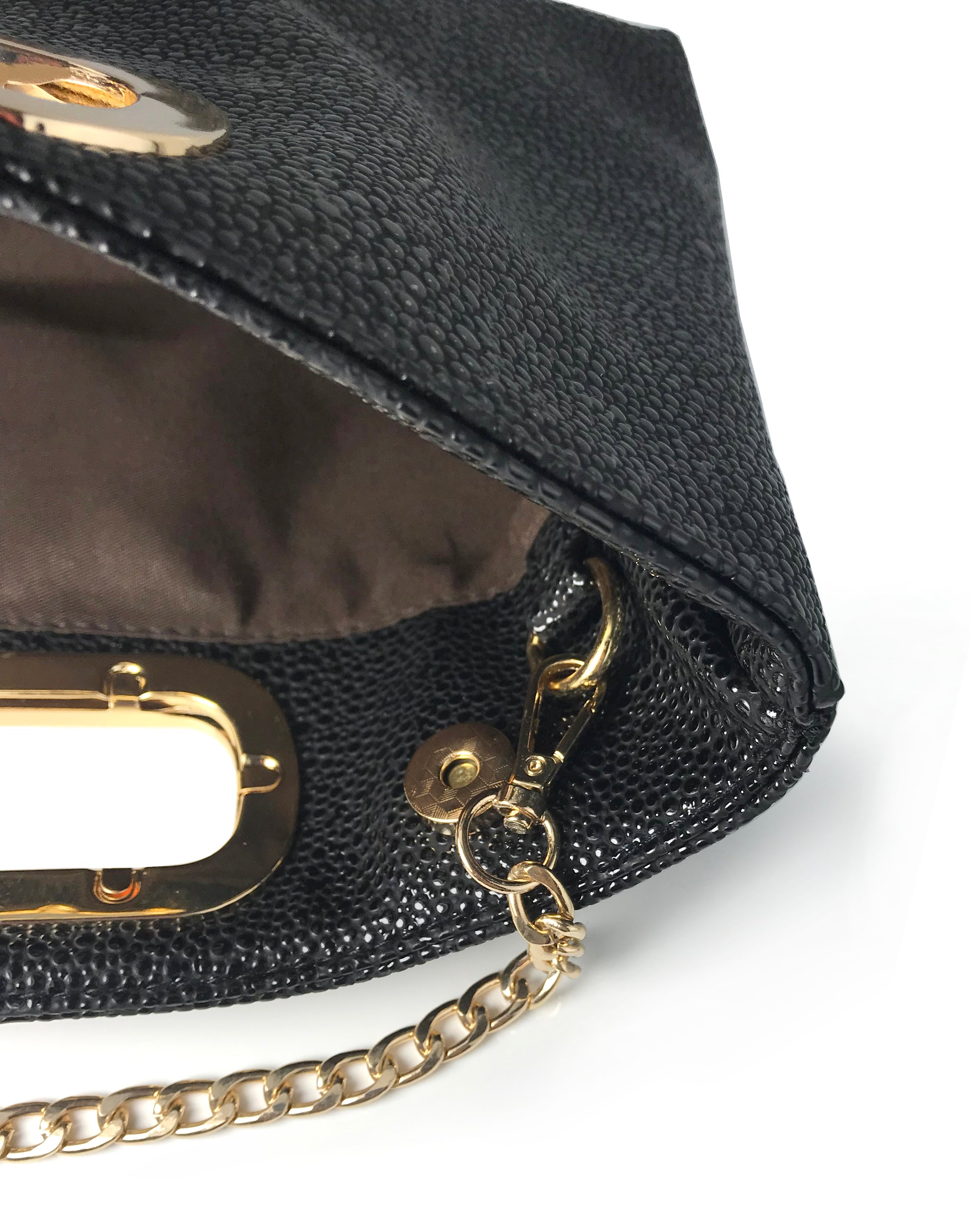 Cut Out Metal Handle Handbag - Hoxis Bags
