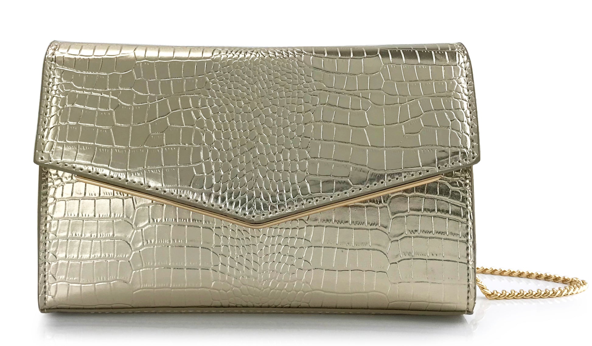 Croc Patent Clutch - Hoxis Bags