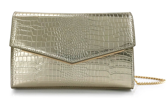 Croc Patent Clutch - Hoxis Bags
