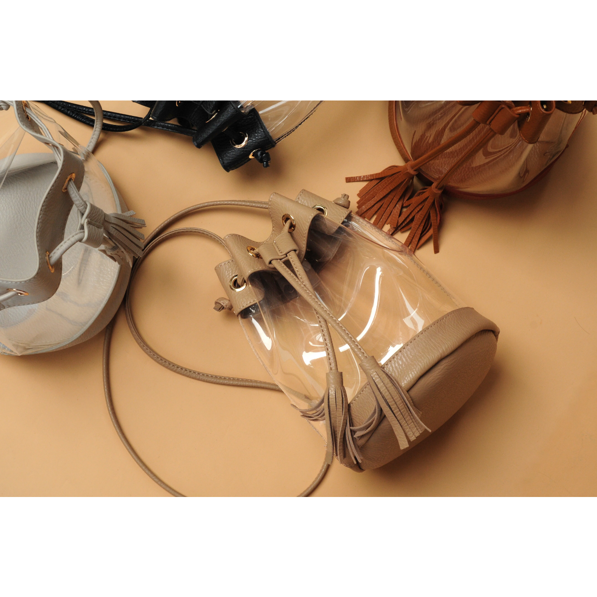 Clear Drawstring Bucket Crossbody - Hoxis Bags