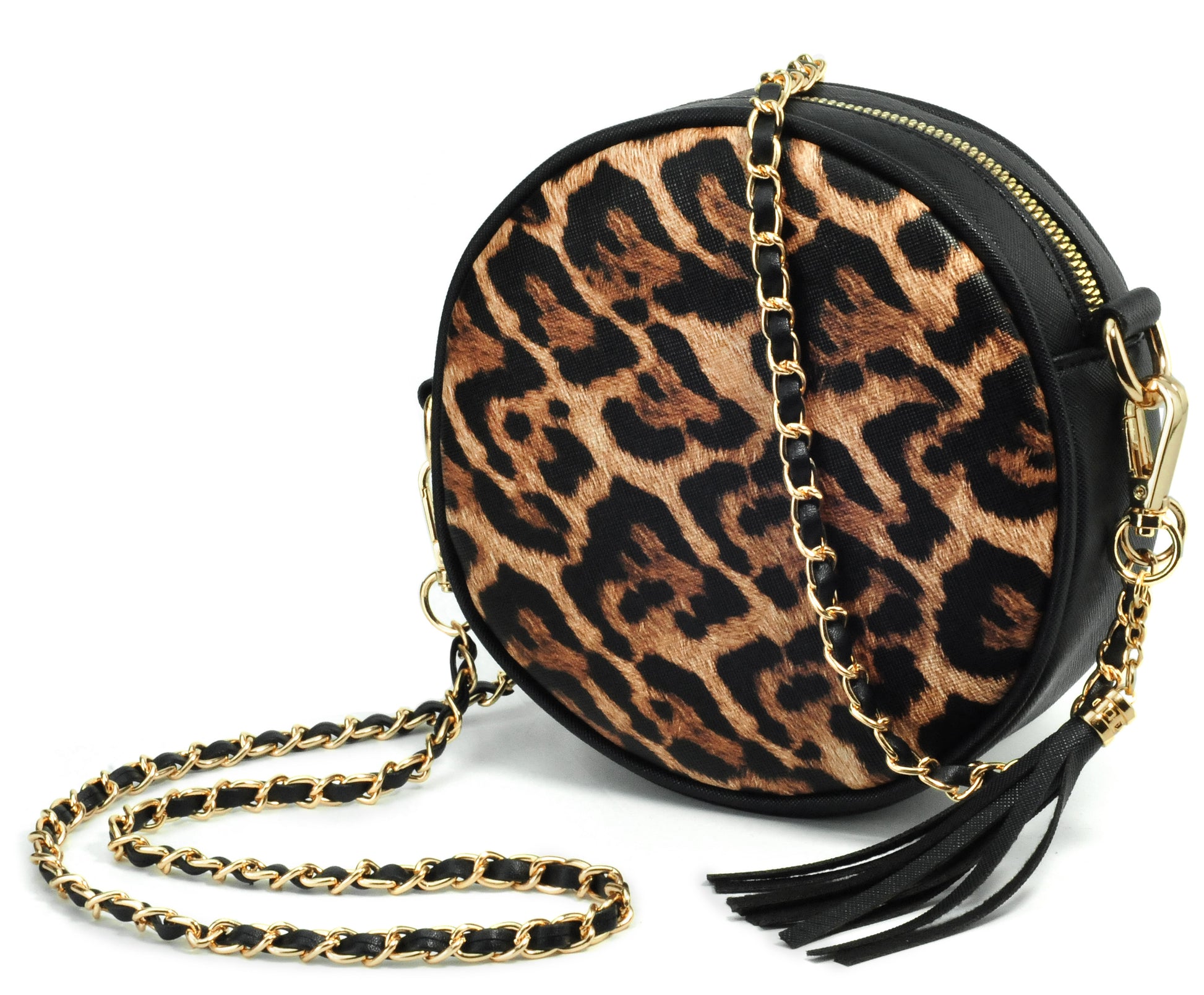 Round Crossbody Bag Leopard - Hoxis Bags