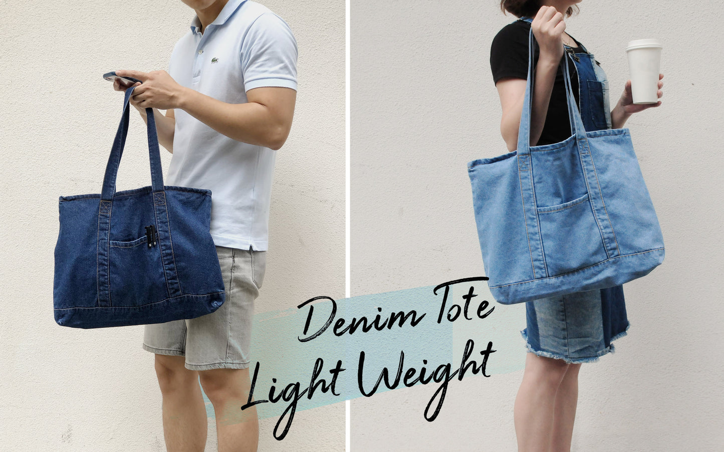 Denim Tote Unisex Shopper - Hoxis Bags