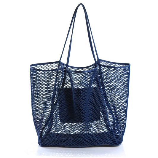 Mesh Beach Tote Blue - Hoxis Bags