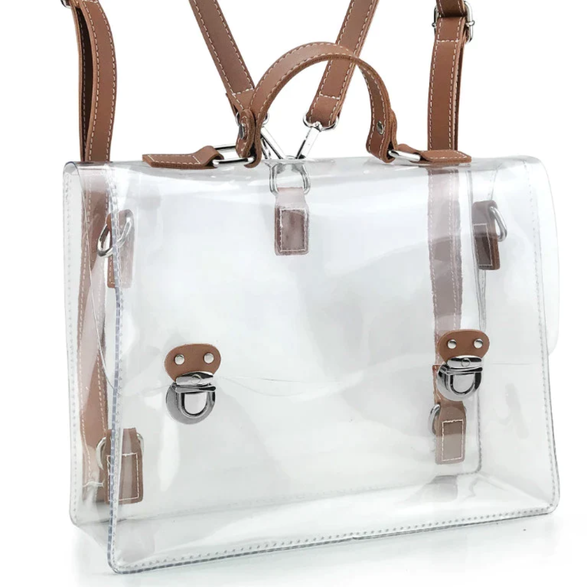 Clear Vintage Satchel Backpack - Hoxis Bags