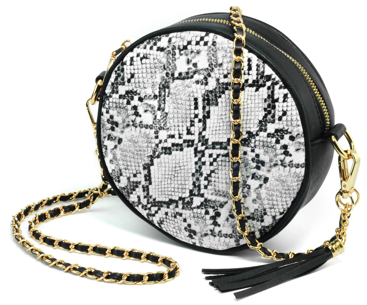 Round Crossbody Bag Snake Skin Pattern - Hoxis Bags