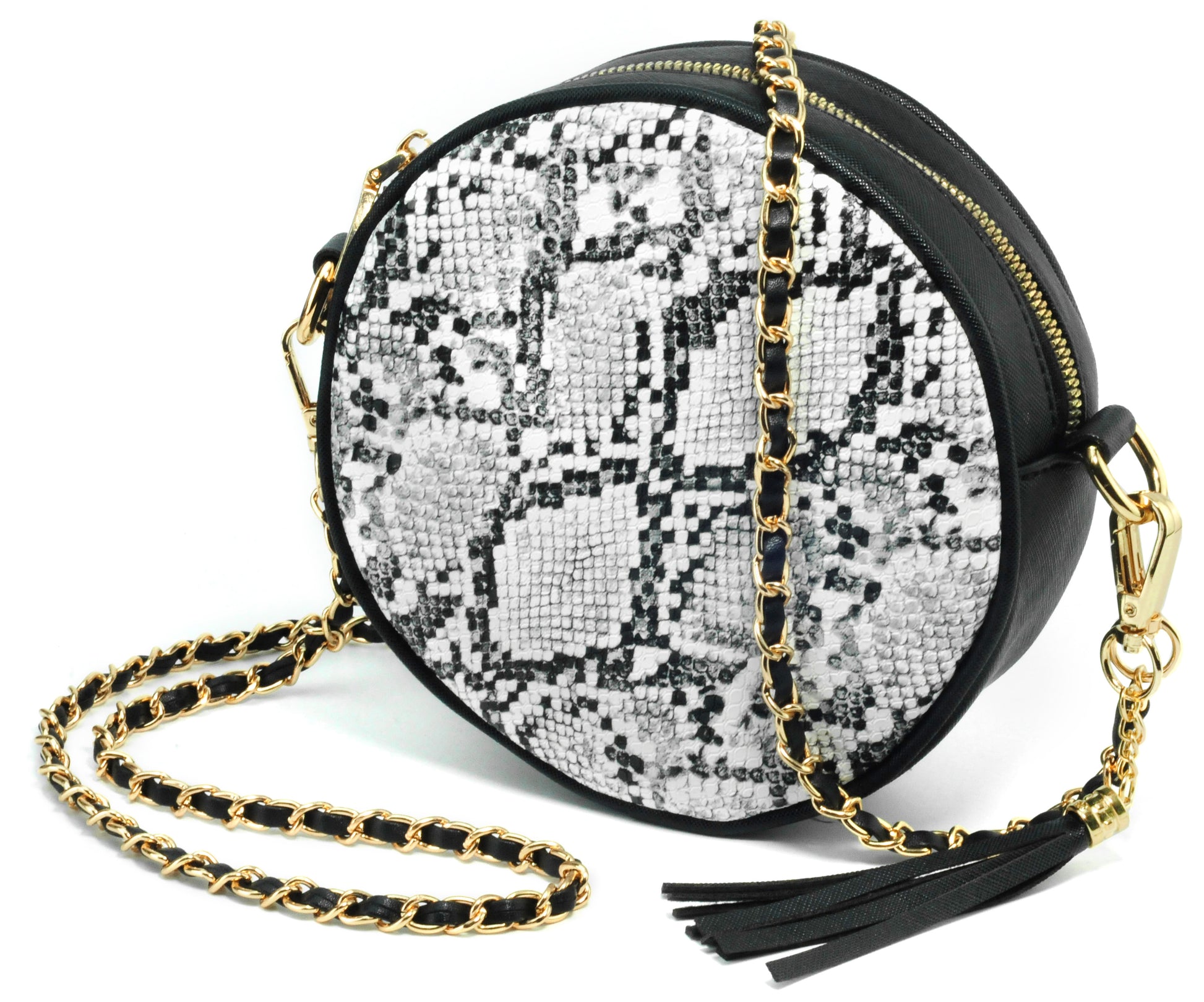 Round Crossbody Bag Snake Skin Pattern - Hoxis Bags