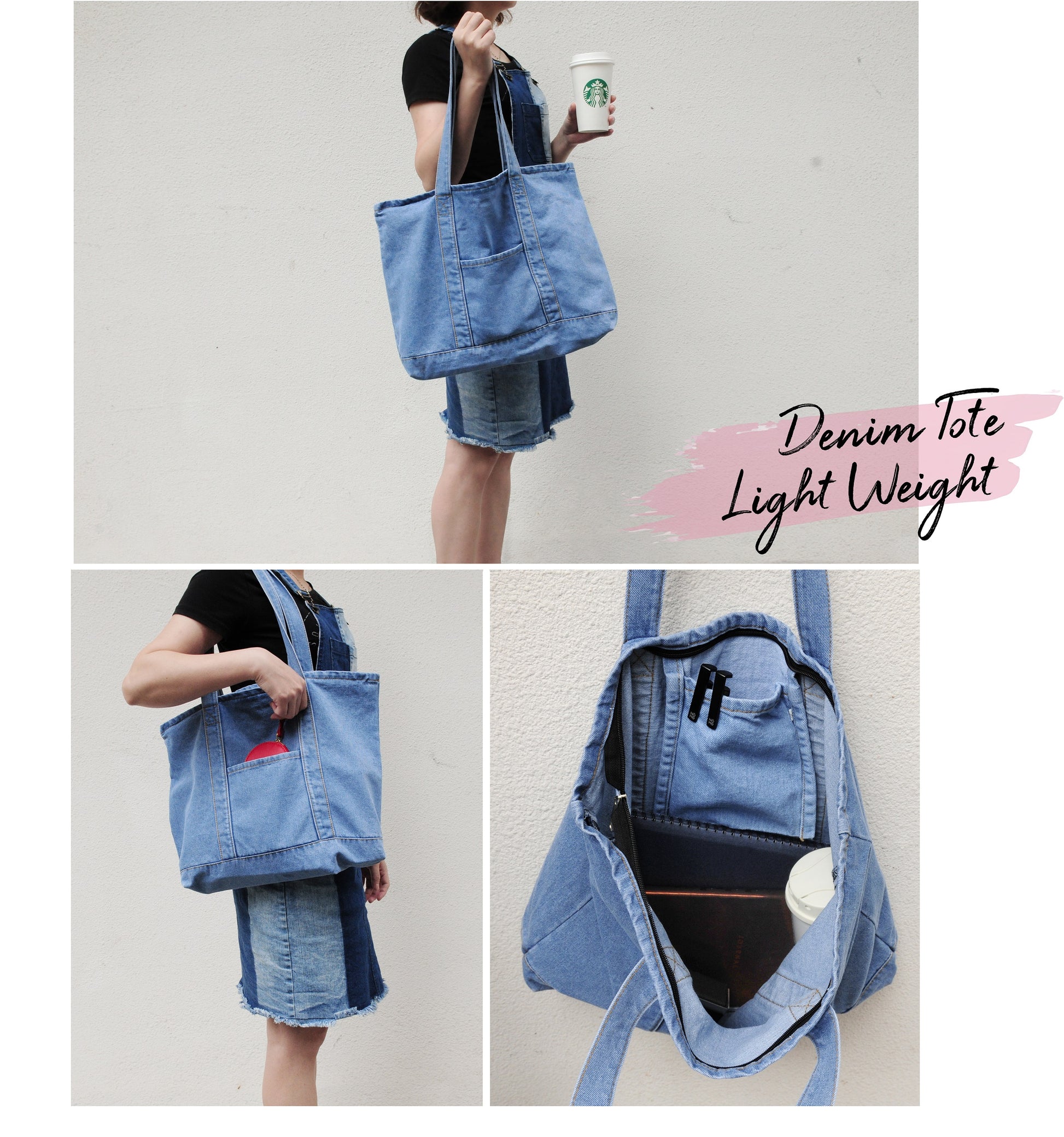 Denim Tote Unisex Shopper - Hoxis Bags