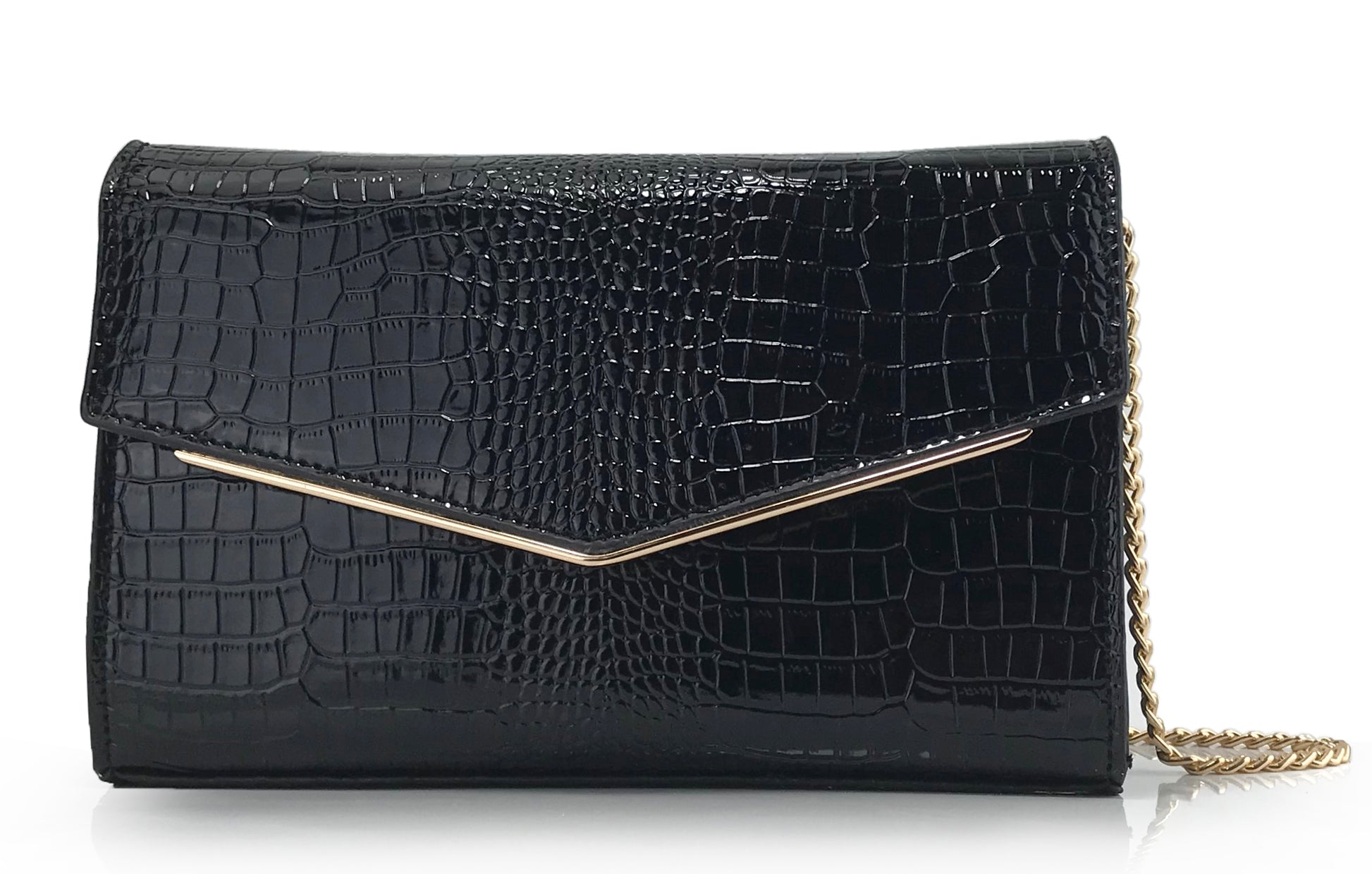 Croc Patent Clutch - Hoxis Bags