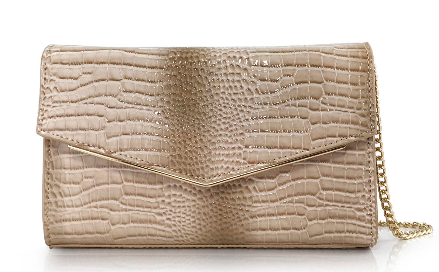 Croc Patent Clutch - Hoxis Bags