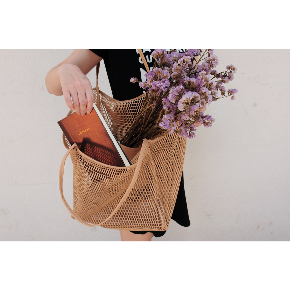 Mesh Beach Tote Tan - Hoxis Bags