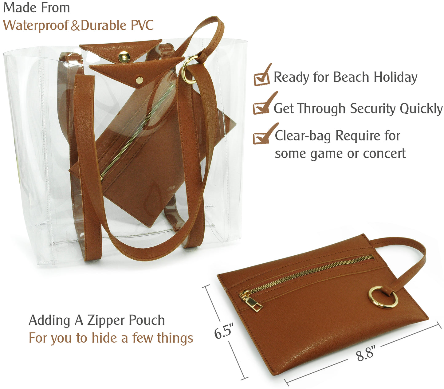 Clear Tote with Pouch - Hoxis Bags