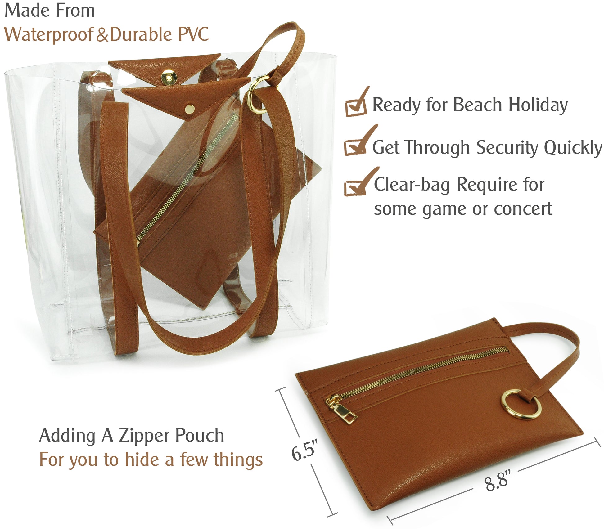 Clear Tote with Pouch - Hoxis Bags