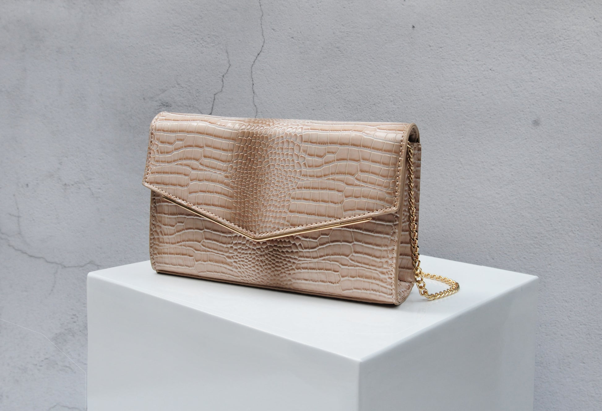 Croc Patent Clutch - Hoxis Bags