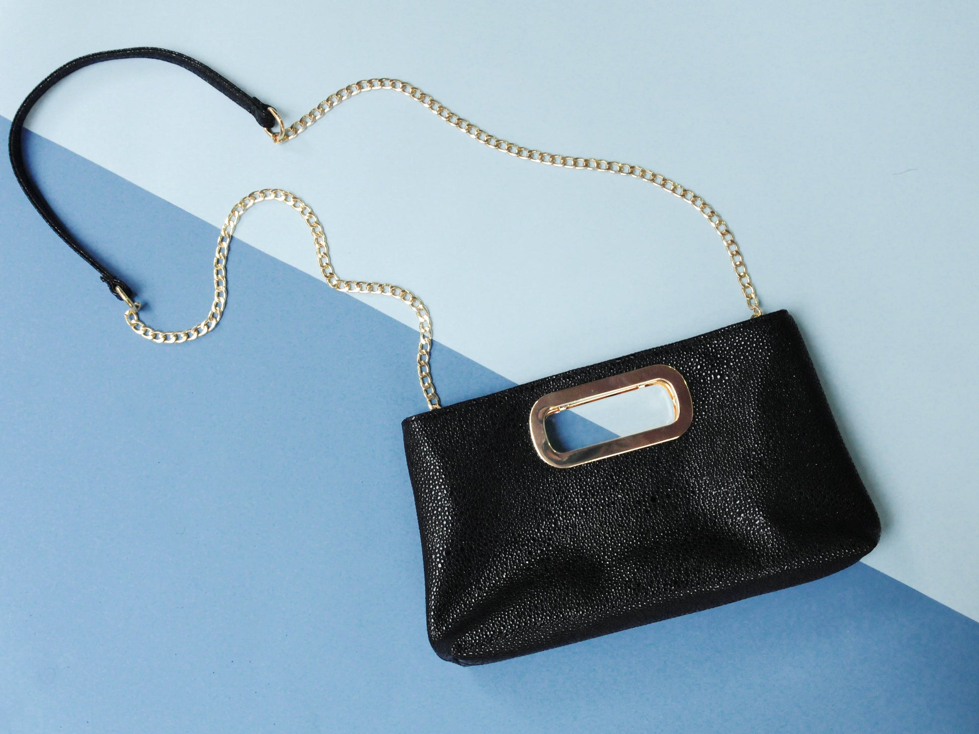 Cut Out Metal Handle Handbag - Hoxis Bags