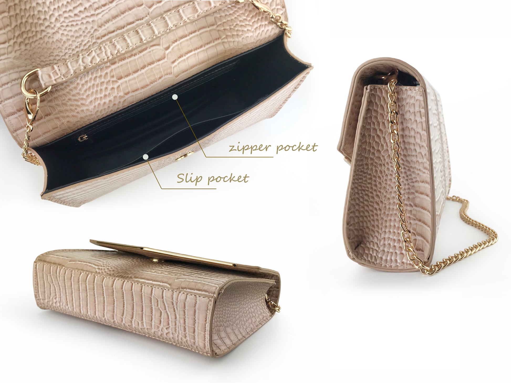 Croc Patent Clutch - Hoxis Bags