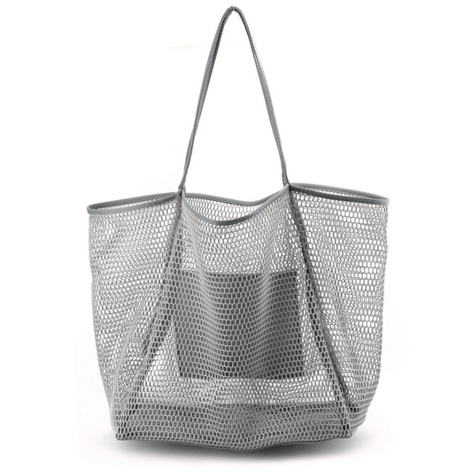 Mesh Beach Tote Grey - Hoxis Bags
