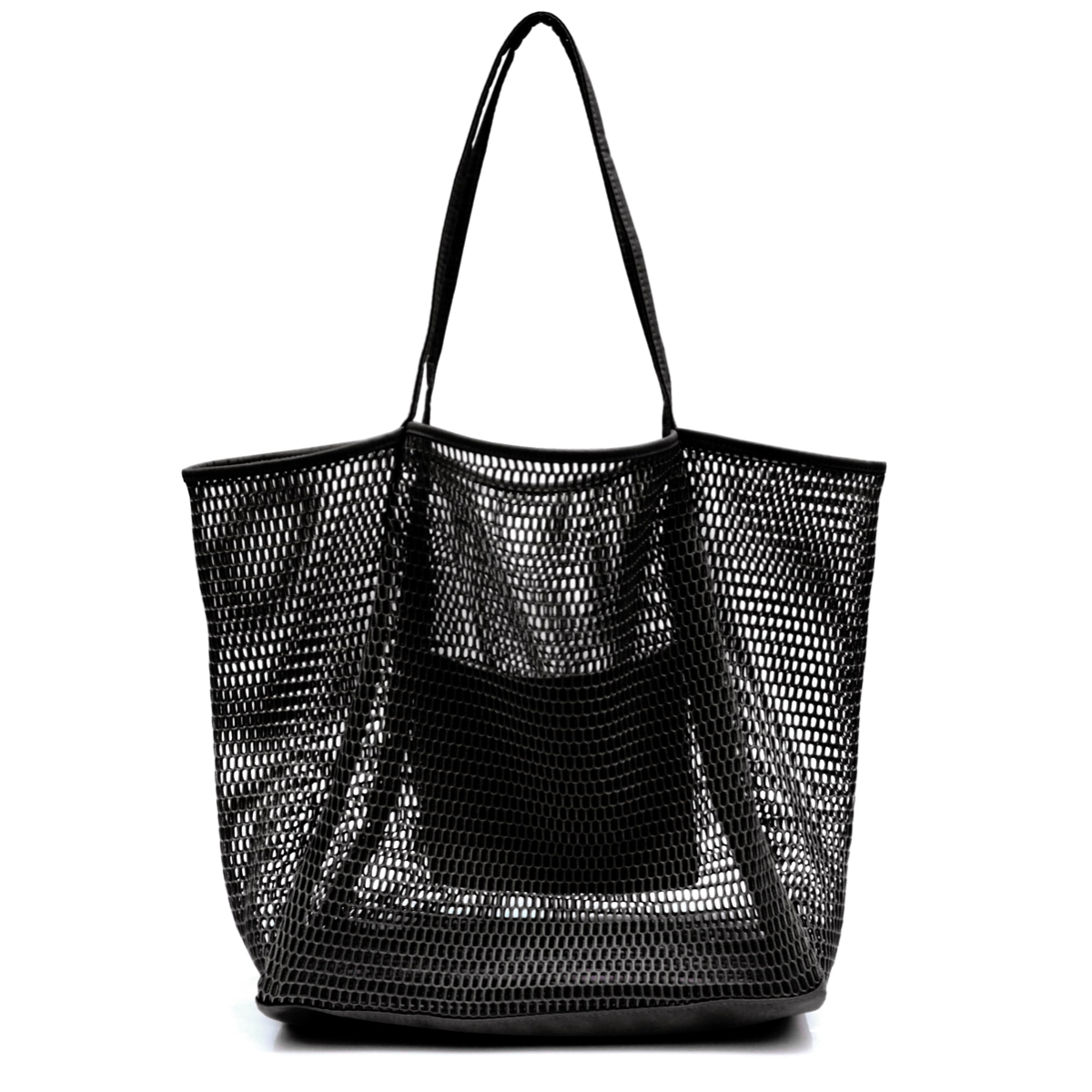 Mesh Beach Tote Black - Hoxis Bags