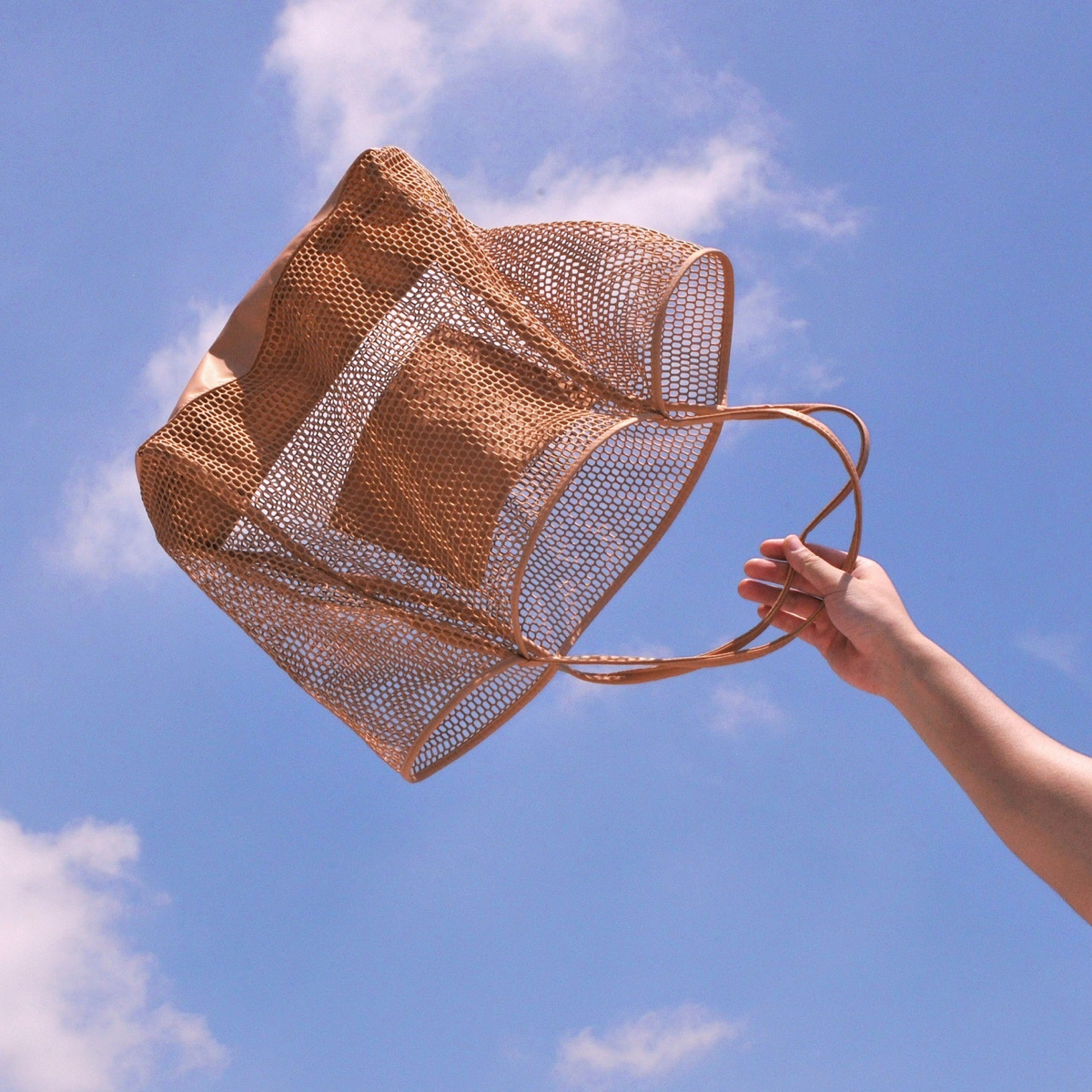 Mesh Beach Tote Tan - Hoxis Bags