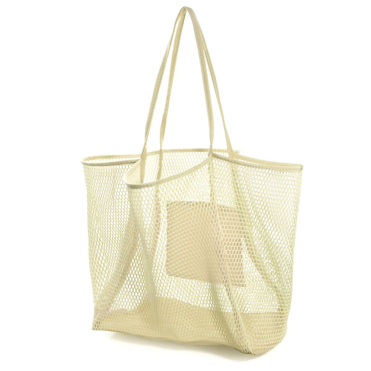 Mesh Beach Tote Beige - Hoxis Bags