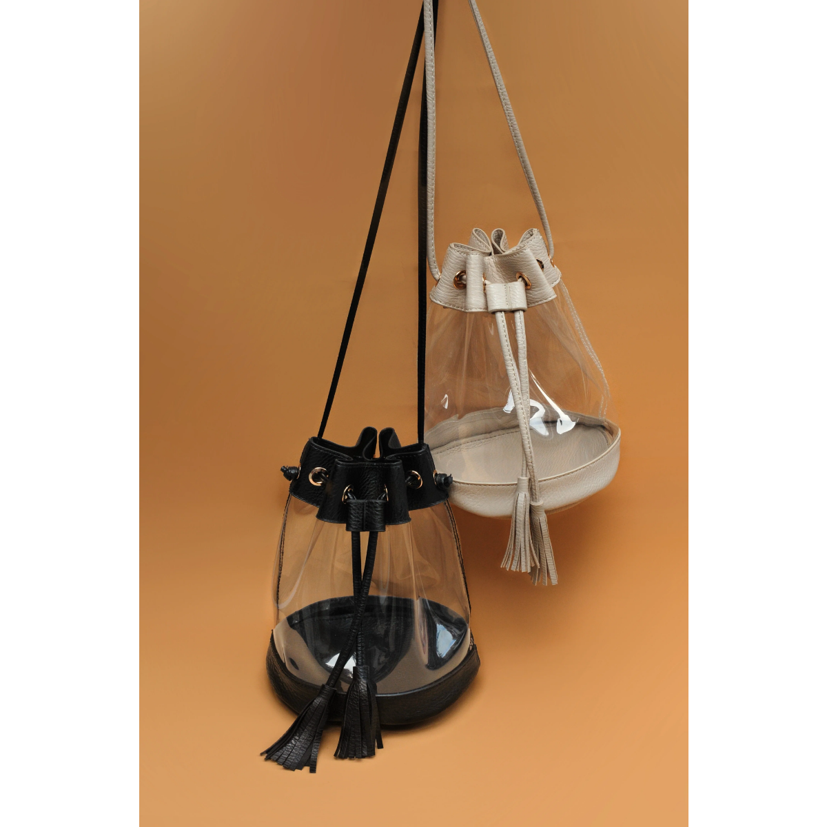 Clear Drawstring Bucket Crossbody - Hoxis Bags