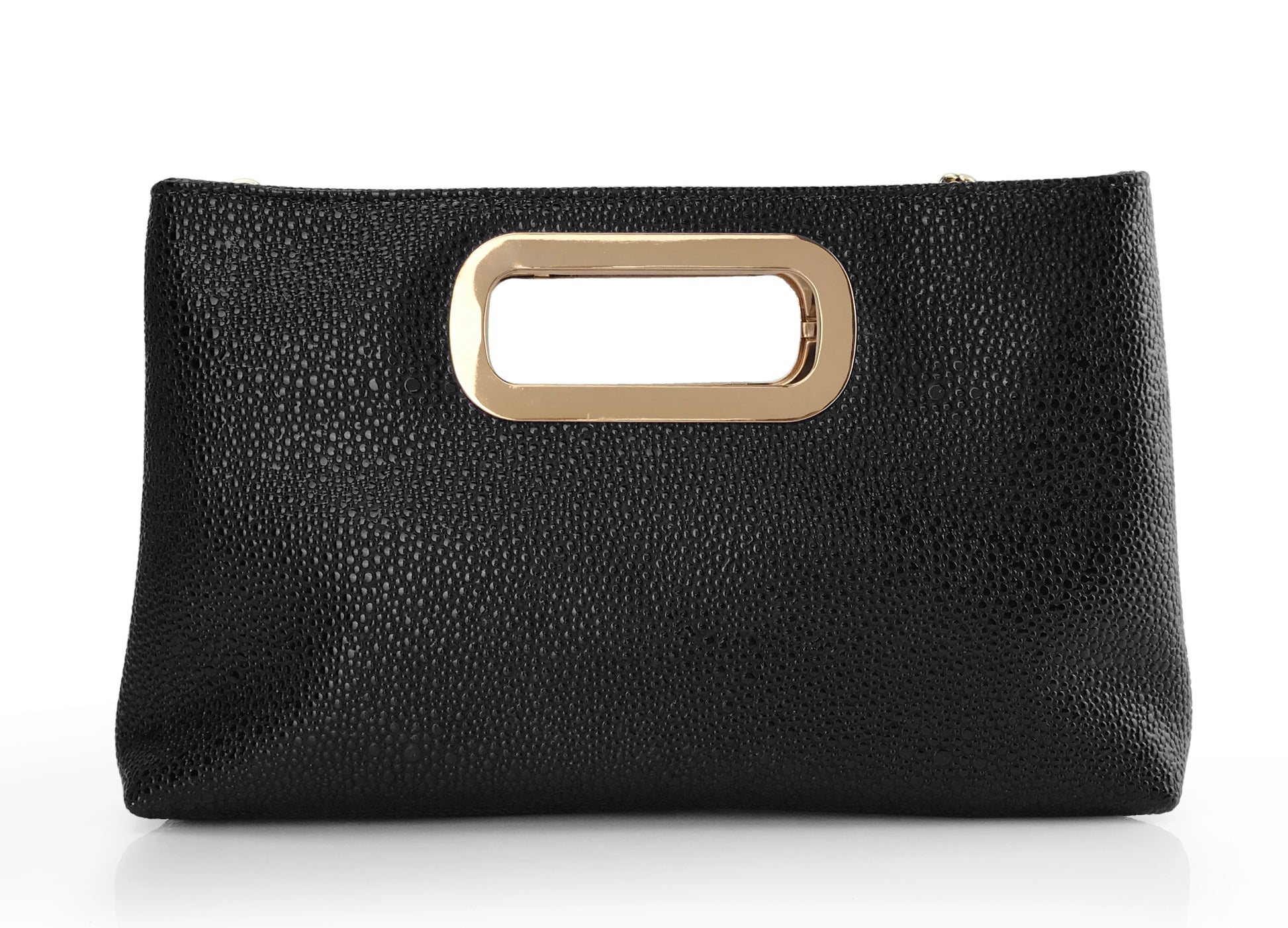 Cut Out Metal Handle Handbag - Hoxis Bags
