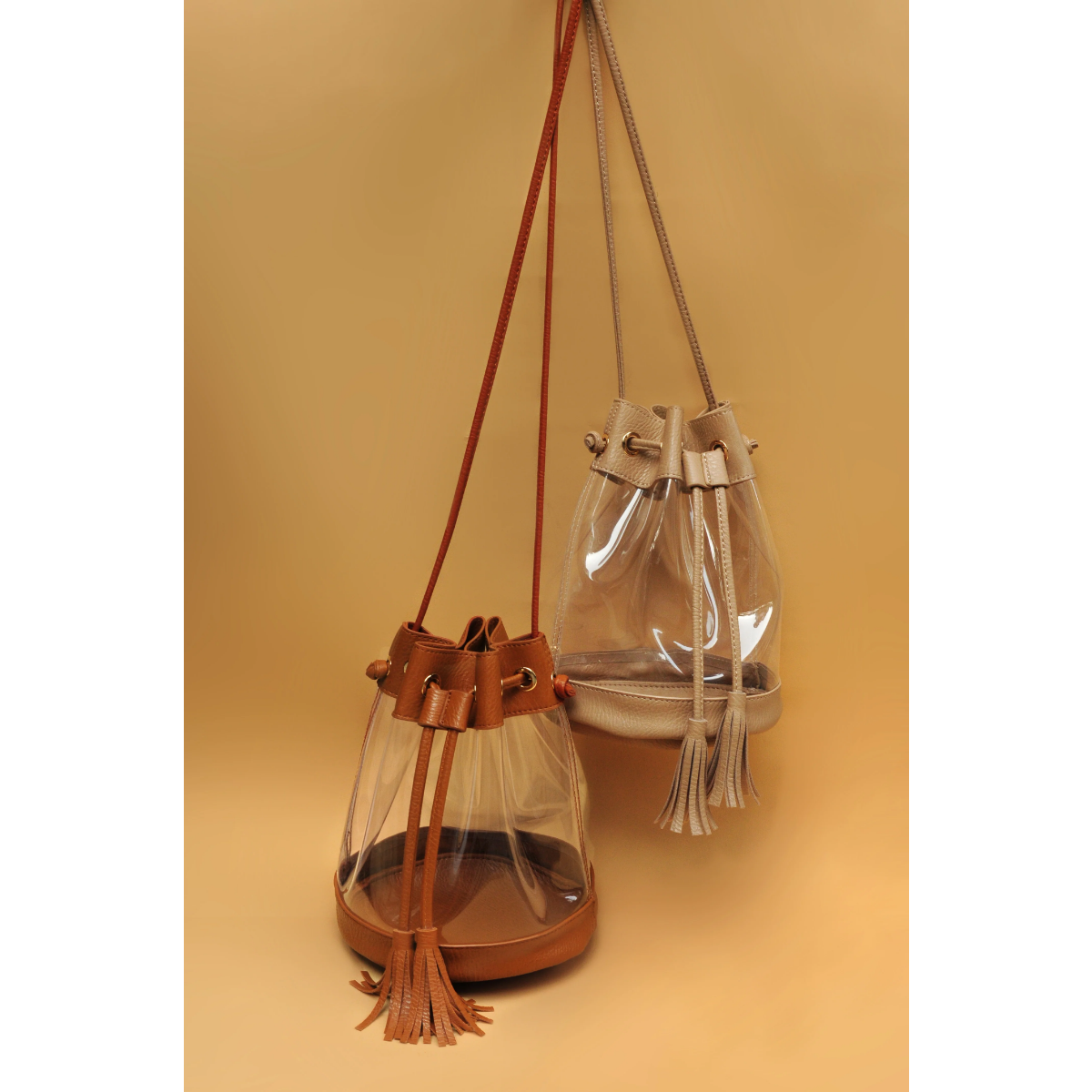 Clear Drawstring Bucket Crossbody - Hoxis Bags