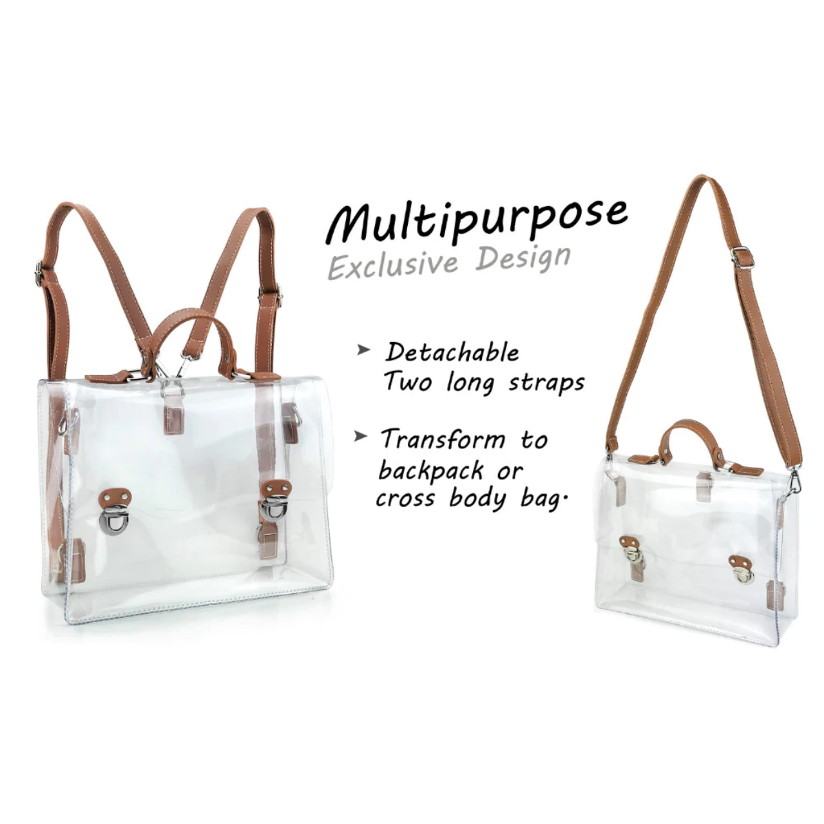 Clear Vintage Satchel Backpack - Hoxis Bags