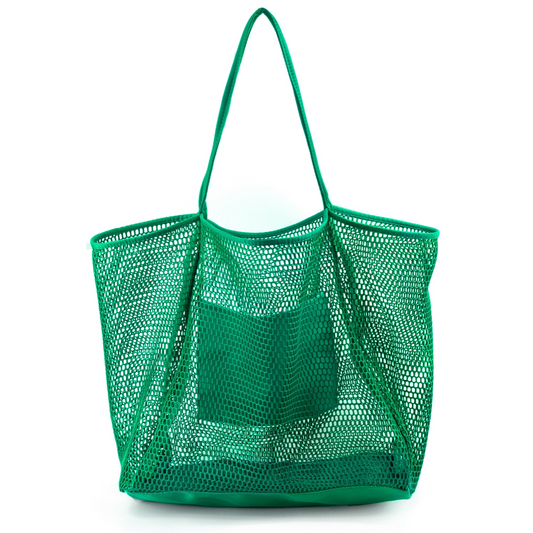 Mesh Beach Tote Green - Hoxis Bags