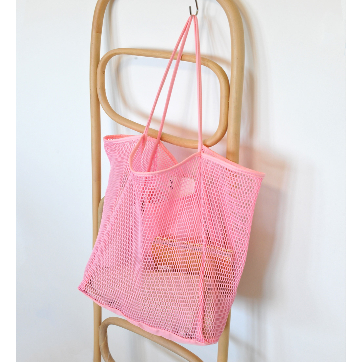 Mesh Beach Tote Pink - Hoxis Bags