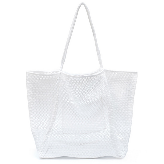 Mesh Beach Tote White - Hoxis Bags